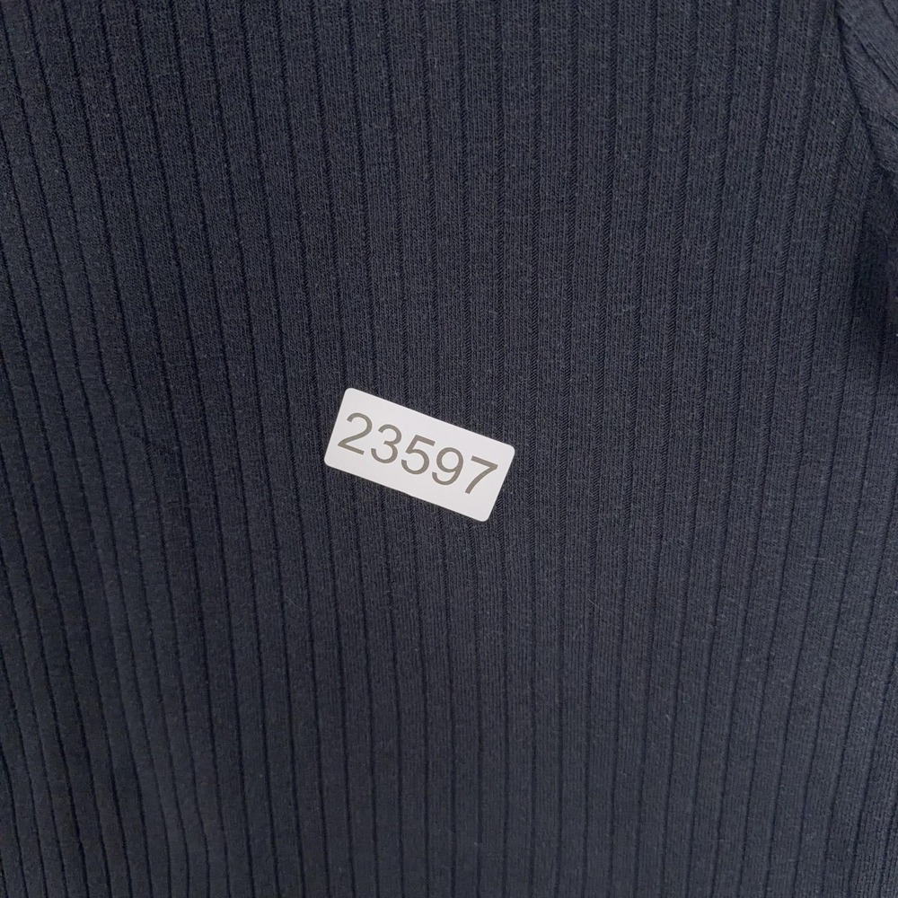 Madewell Shirt Womens Large Black Short Sleeve Ribbed Knit Polo Button Front Top - Picture 14 of 14